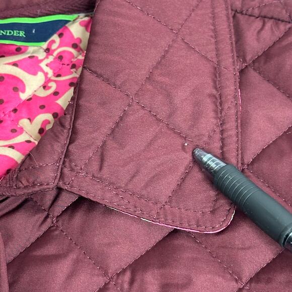 C. Wonder Burgundy Quilted Puffer Jacket Coat Button Front Womens Size Small S - Picture 12 of 12